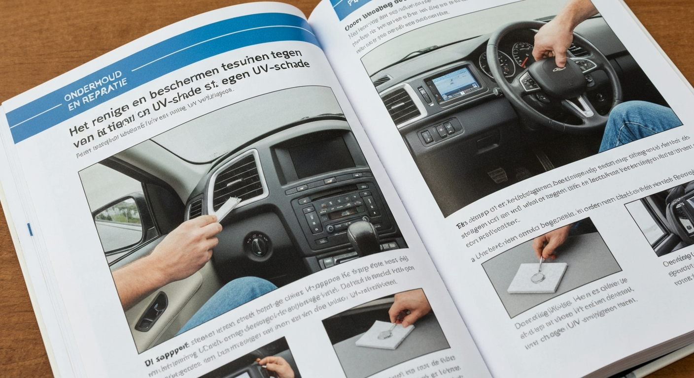 Dashboard reinigen met microvezel doek en interieur cleaner voor UV-bescherming van kunststof